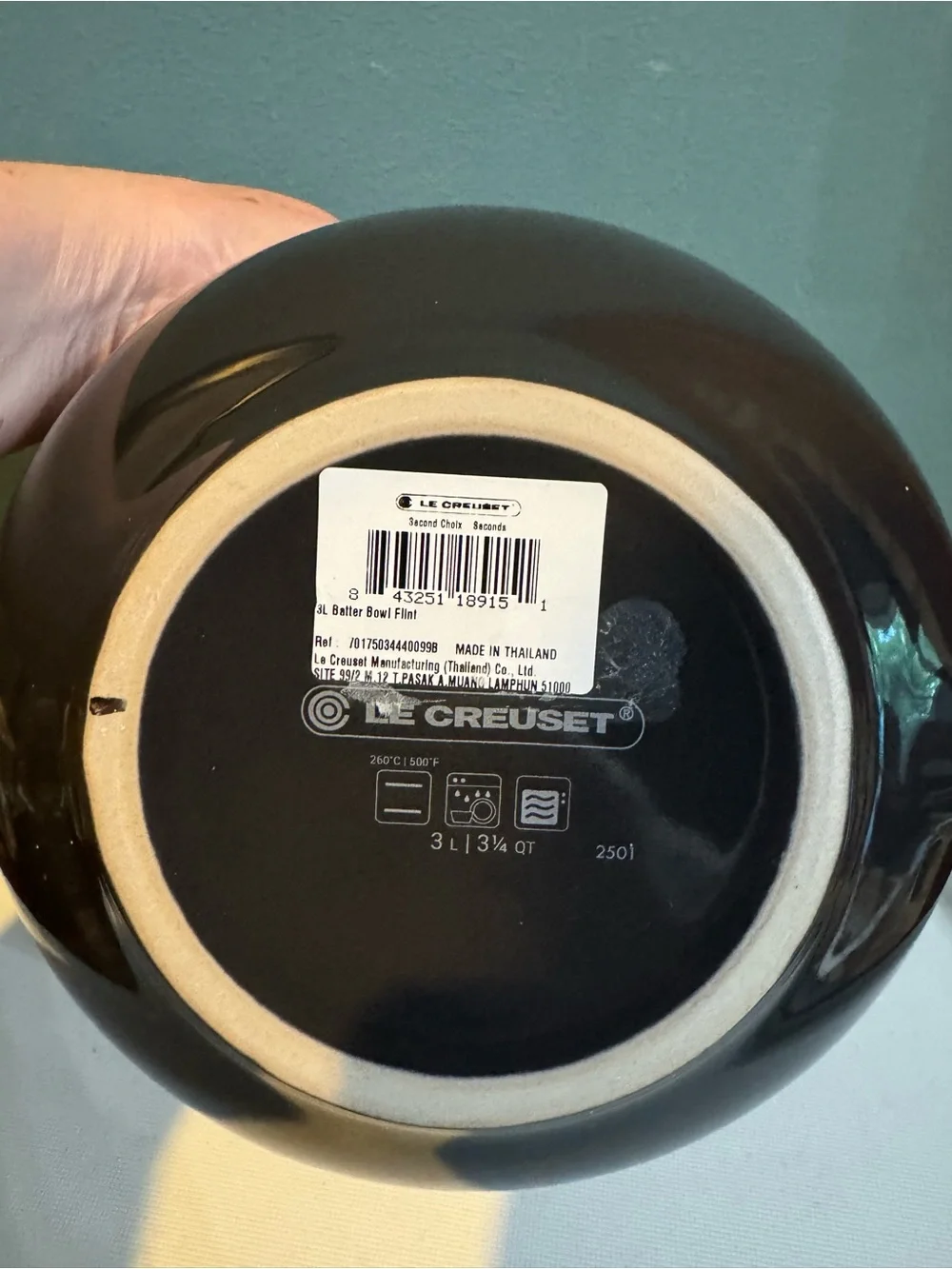 NWT Le Creuset Stoneware Signature Batter Bowl in Flint Gray Ombré